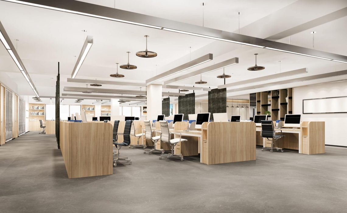 3d rendering business meeting and working room on office building