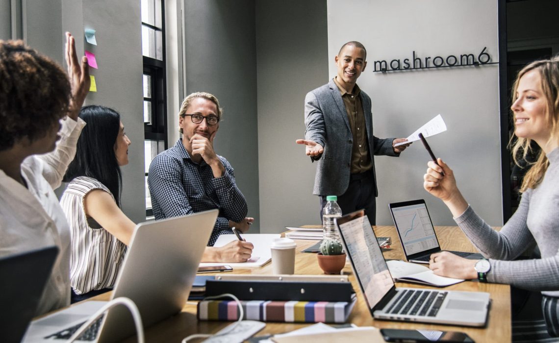 Group of diverse people having a business meeting